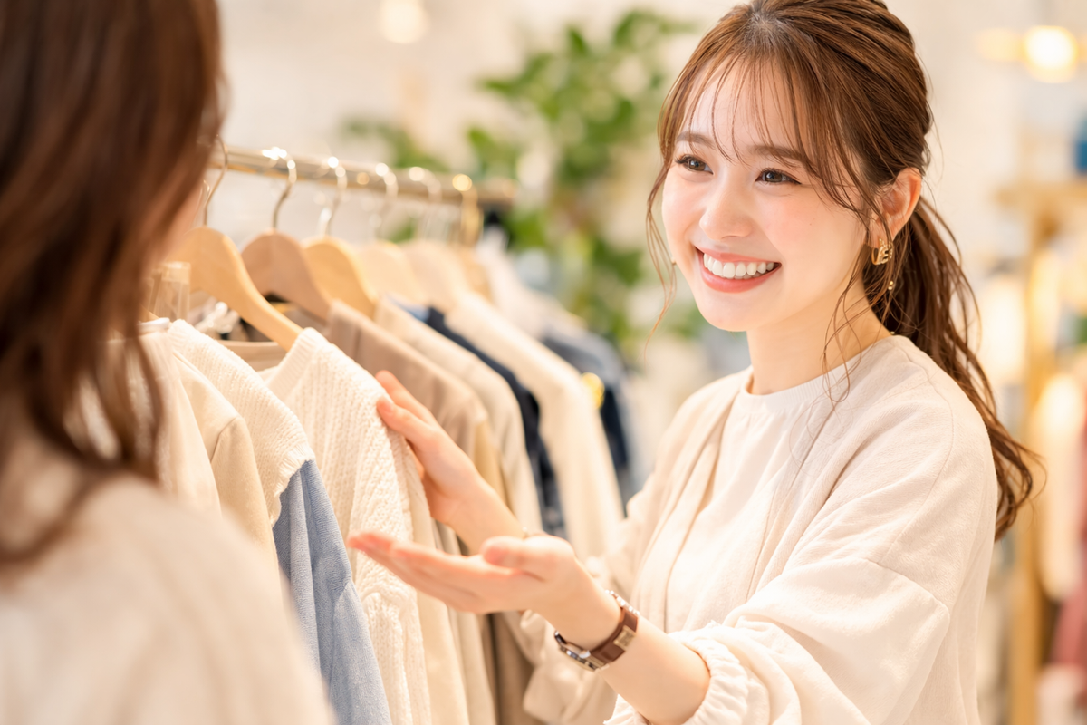 神戸のアパレルショップで働く販売員
