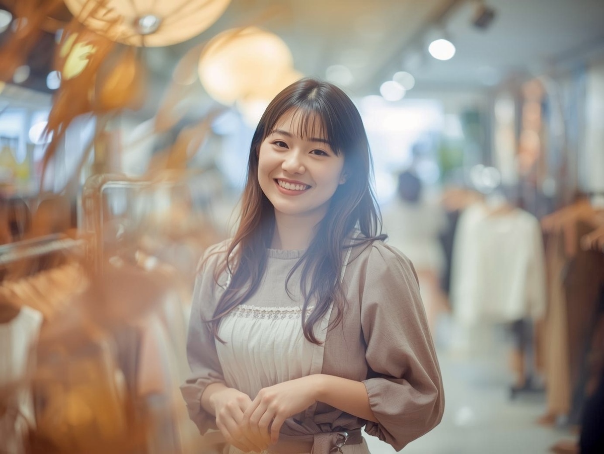 笑顔のアパレル販売員