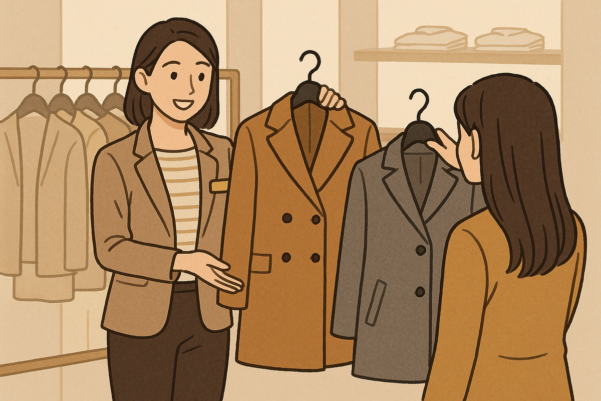 服をお勧めするアパレル販売員